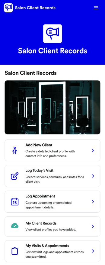 Salon Client Records App Template