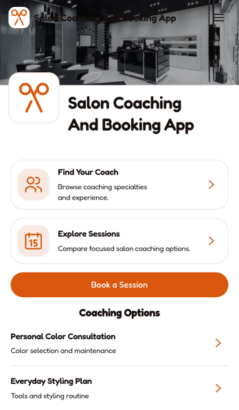 Salon Coaching And Booking App Template