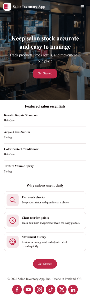 Salon Inventory App Template