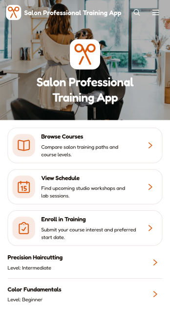 Salon Professional Training App Template
