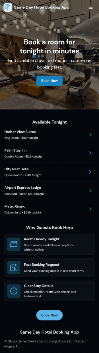 Same Day Hotel Booking App Template
