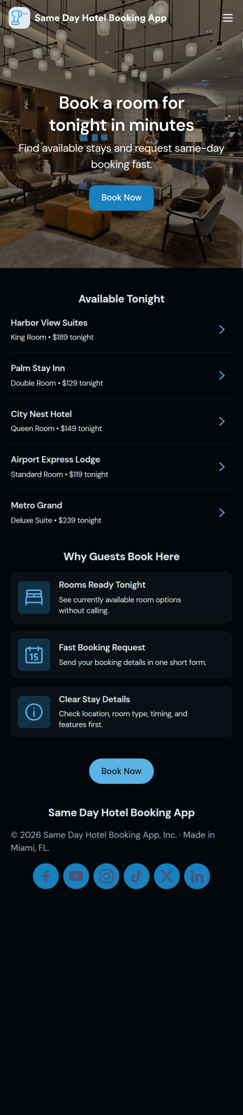 Same Day Hotel Booking App Template