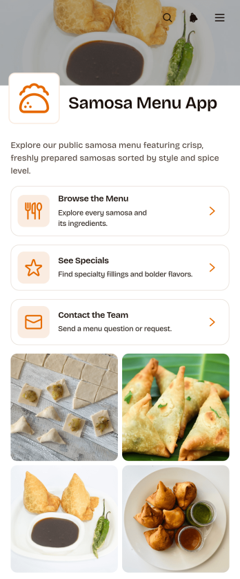 Samosa Menu App Template