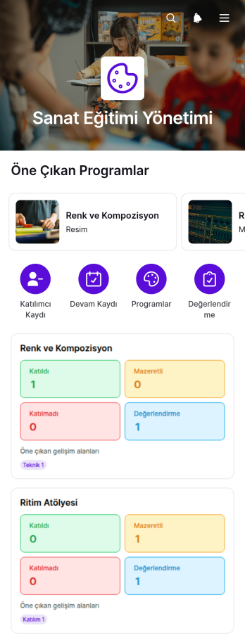 Sanat Eğitimi Yönetim Uygulama Șablonu