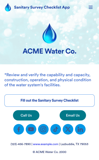 Sanitary Survey Checklist App Template