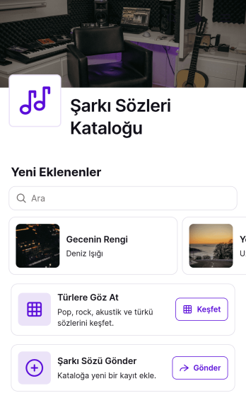Şarkı Sözleri Kataloğu Uygulama Șablonu