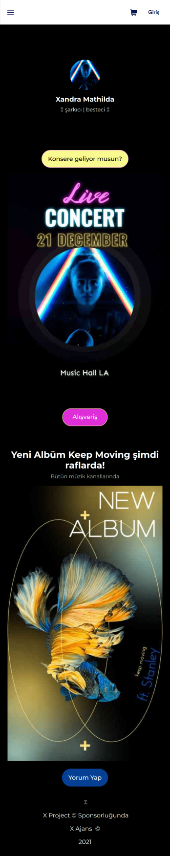 Şarkıcı Instagram Bio Bağlantı Uygulaması Template