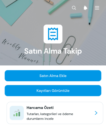 Satın Alma Takip Uygulama Șablonu