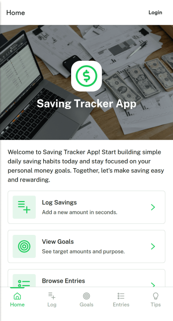 Saving Tracker App Template