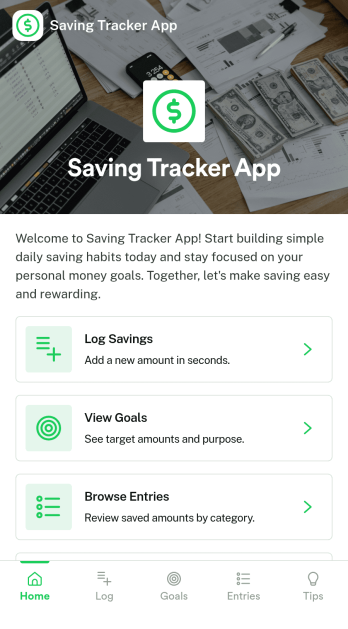 Saving Tracker App Template