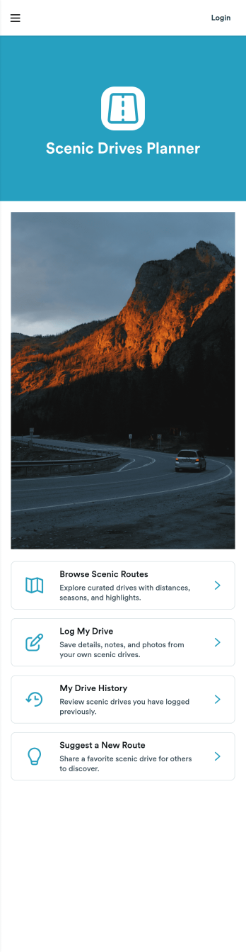 Scenic Drives Planner App Template