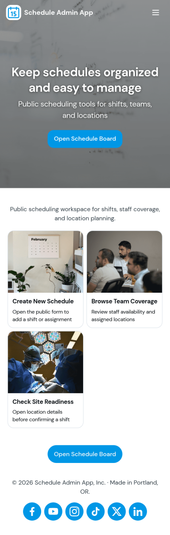 Schedule Admin App Template
