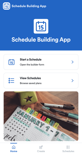 Schedule Building App Template