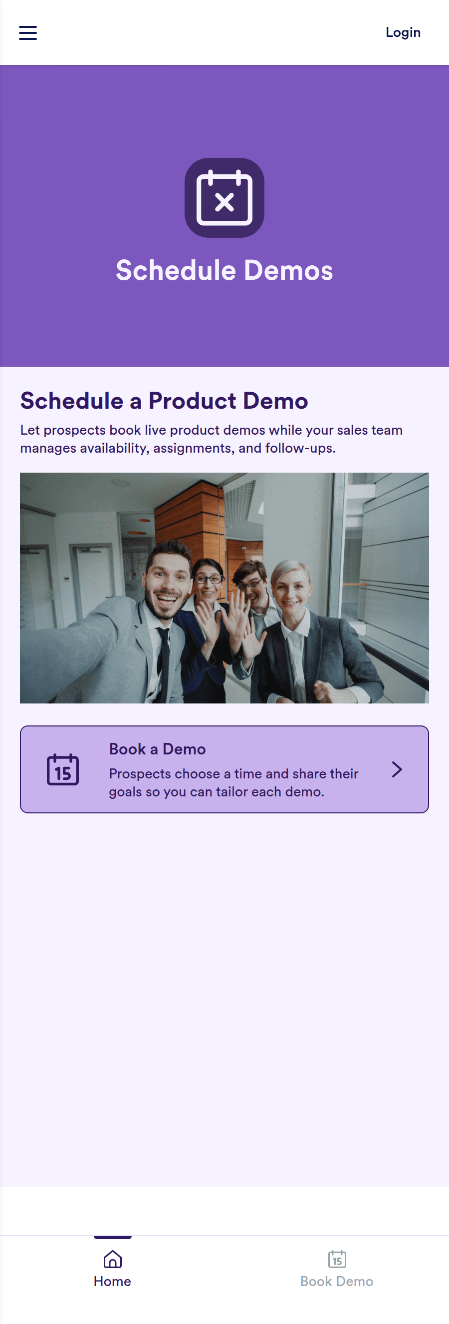 Schedule Demos App Template Jotform