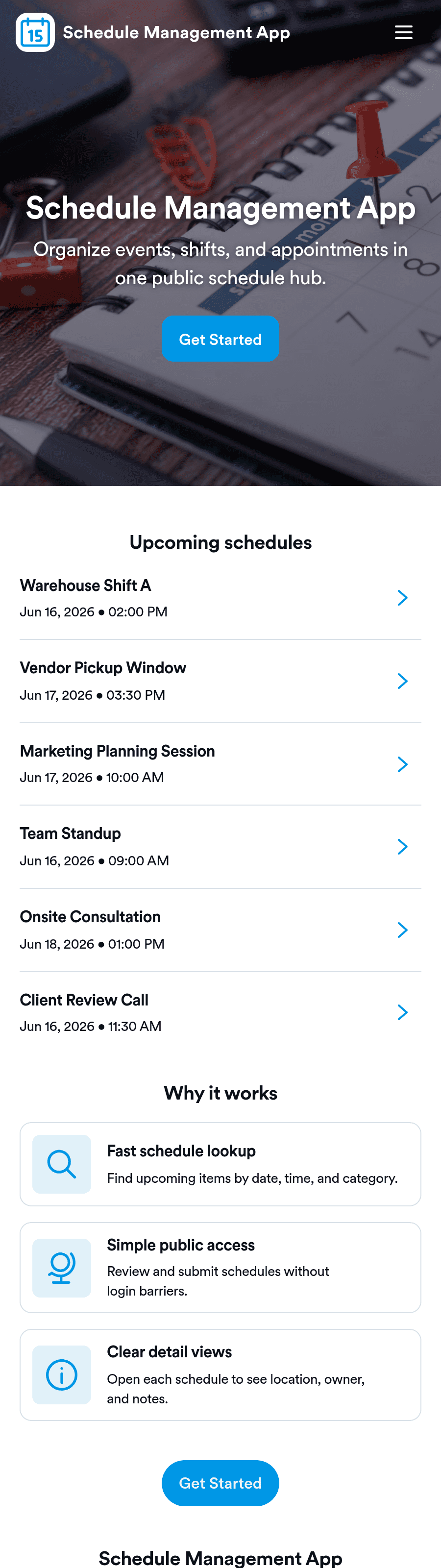 Schedule Apps Script Schedule Management App Template | Jotform