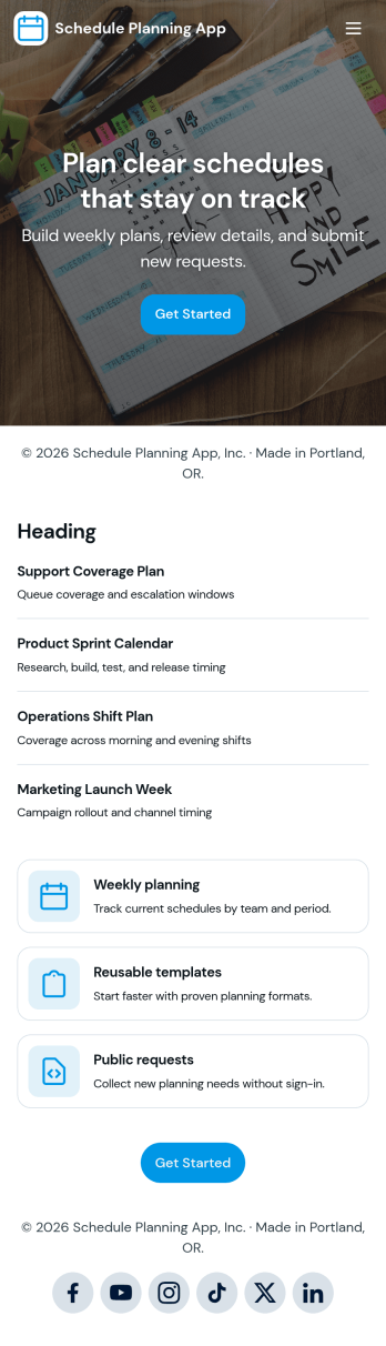 Schedule Planning App Template