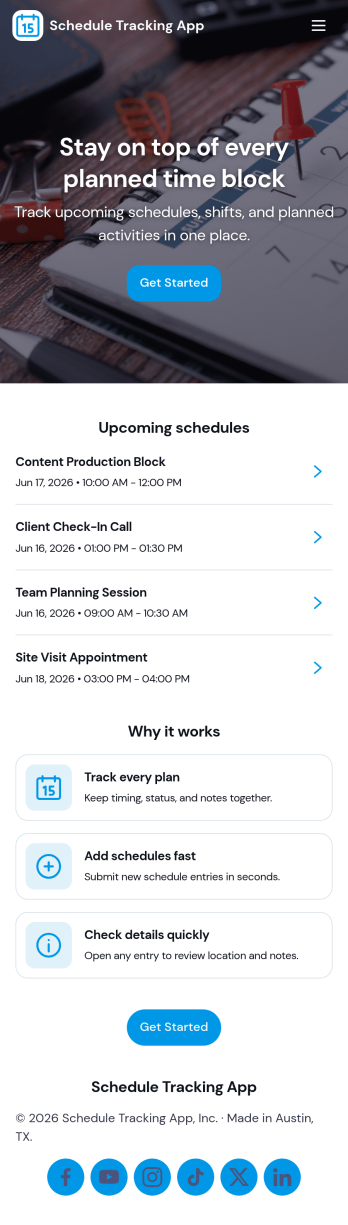 Schedule Tracking App Template