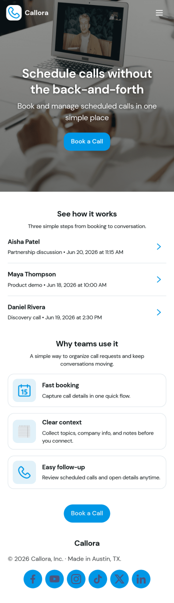 Scheduled Call App Template