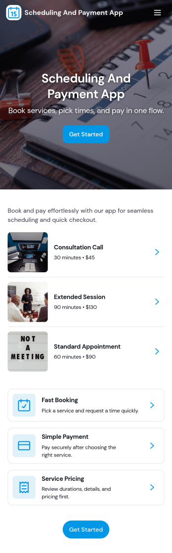 Scheduling and Payment App Template