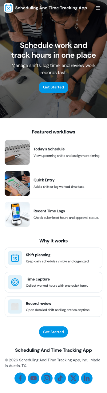 Scheduling and Time Tracking App Template
