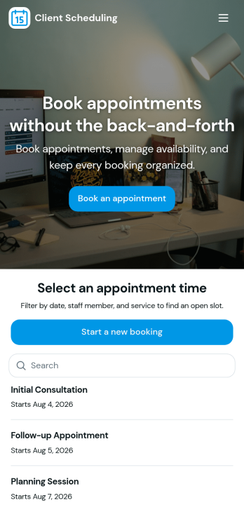Scheduling App Template