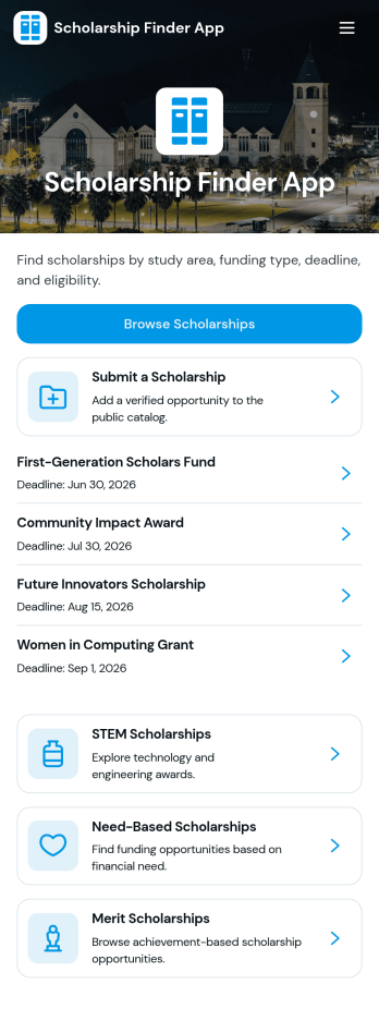 Scholarship Finder App Template