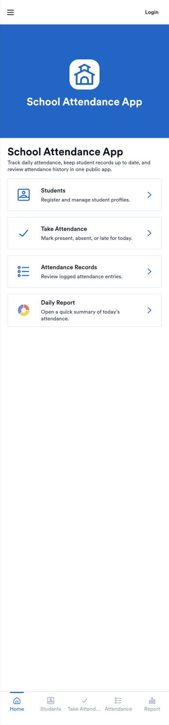 School Attendance App Template