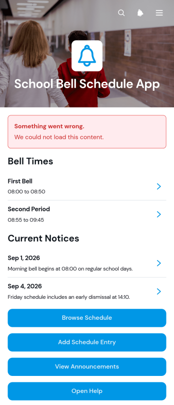 School Bell Schedule App Template