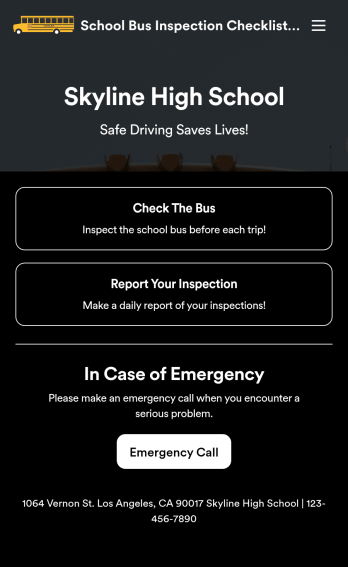 School Bus Inspection Checklist App Template