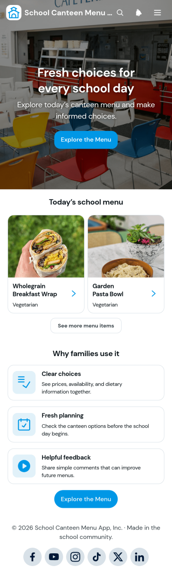 School Canteen Menu App Template