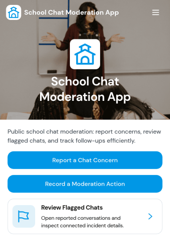School Chat Moderation App Template