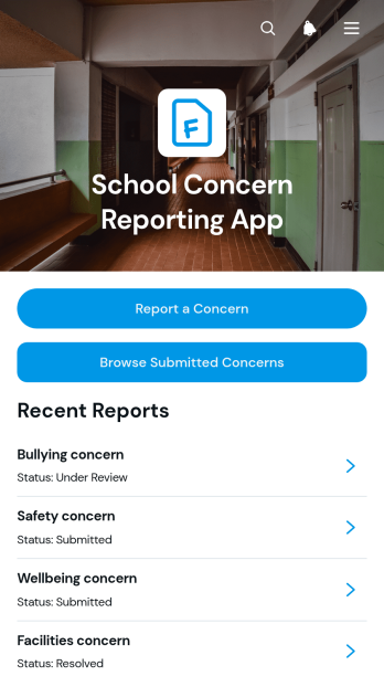 School Concern Reporting App Template