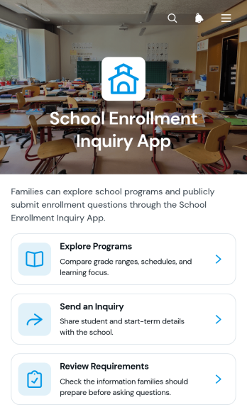 School Enrollment Inquiry App Template