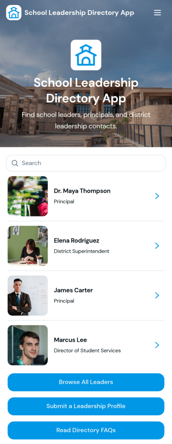 School Leadership Directory App Template