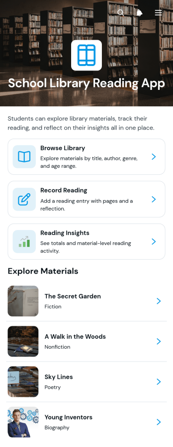 School Library Reading App Template