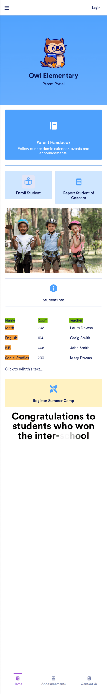 School Parent App Template
