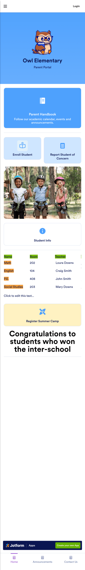 Custom School Parent App