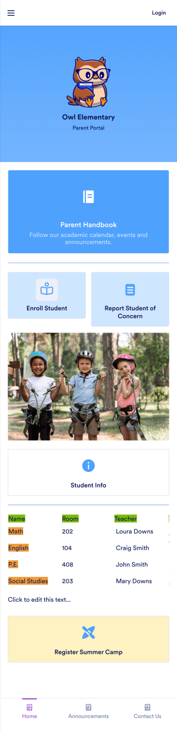 School Parent App Template