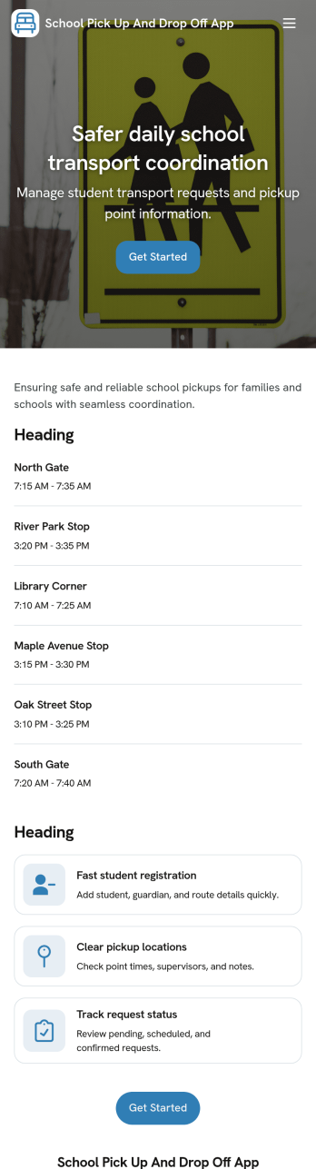 School Pick Up and Drop Off App Template