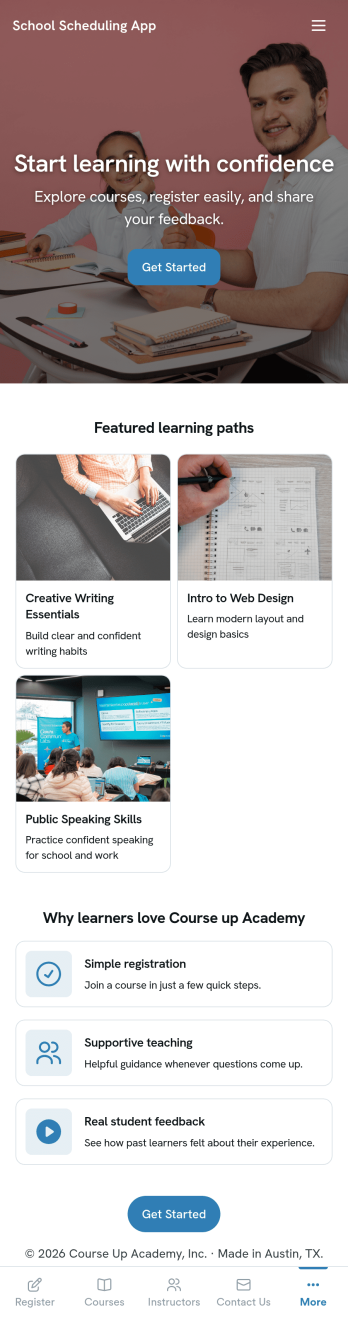 School Scheduling App Template