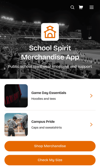 School Spirit Merchandise App Template
