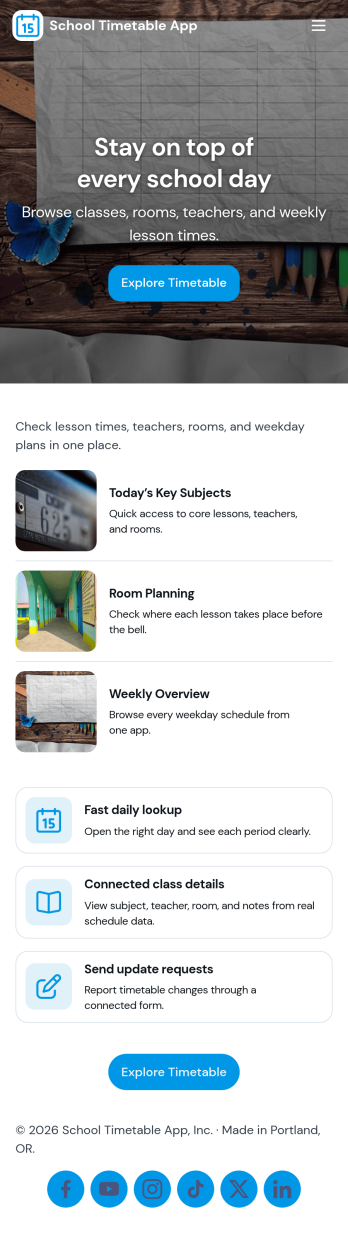 School Timetable App Template