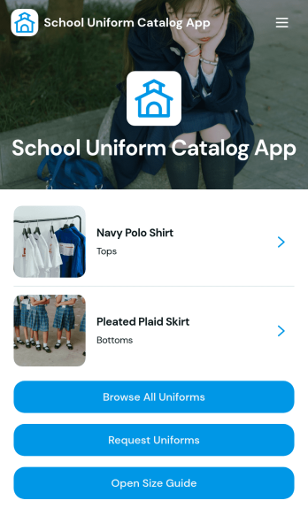 School Uniform Catalog App Template