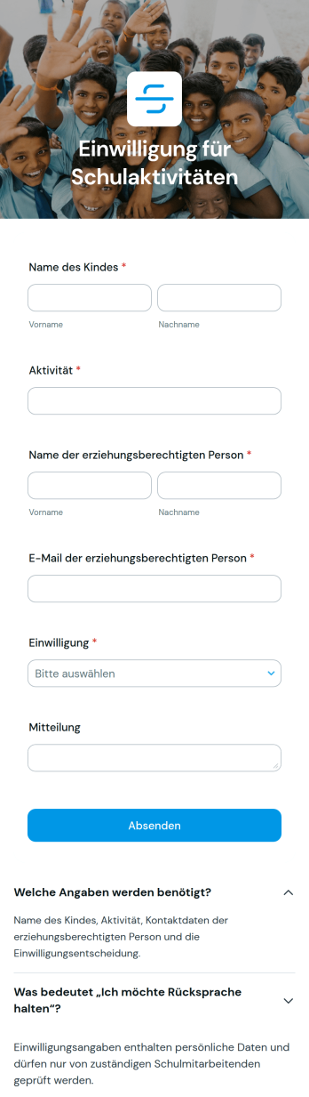 Schul-App für Einverständniserklärungen der Eltern