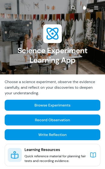 Science Experiment Learning App Template