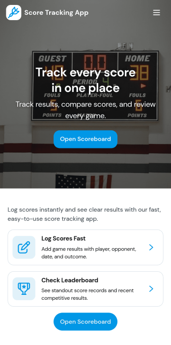 Score Tracking App Template