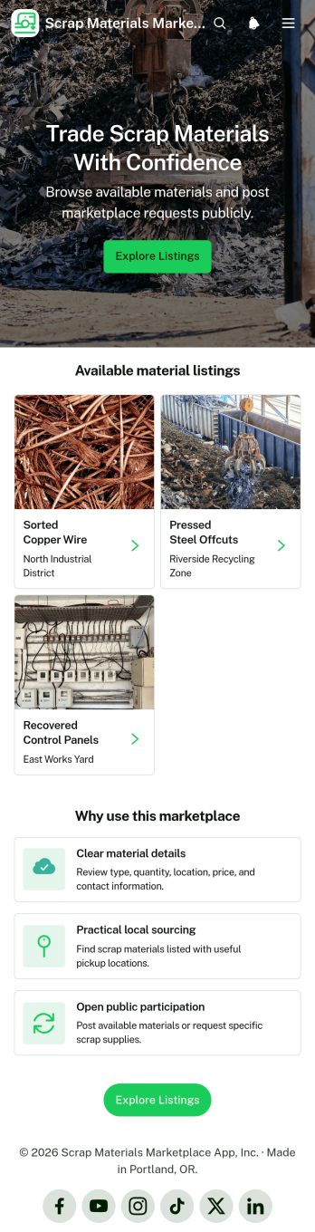 Scrap Materials Marketplace App Template