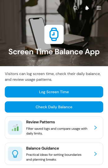 Screen Time Balance App Template
