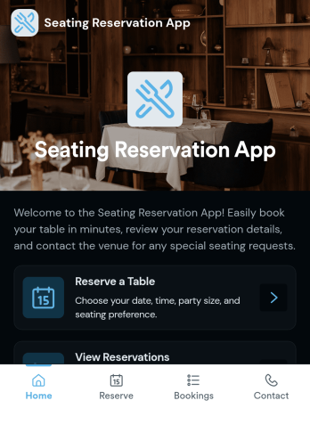 Seating Reservation App Template