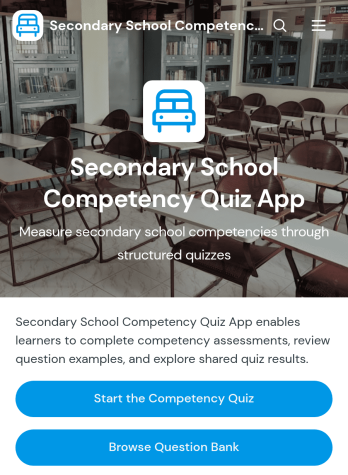 Secondary School Competency Quiz App Template